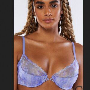 NWT Savage X Fenty Watercolor Tie Dye Half Cup Bra with Lace